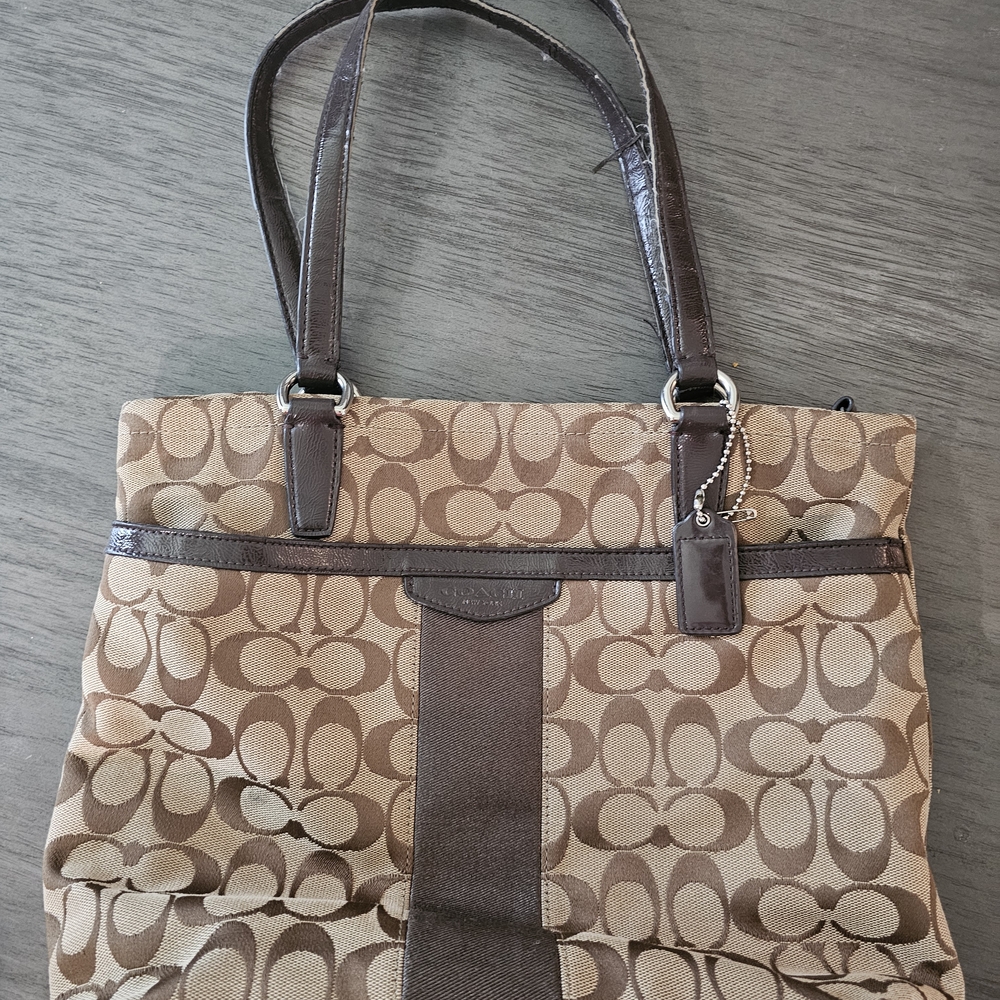 Coach Brown Shoulder Bag with Signature Pattern